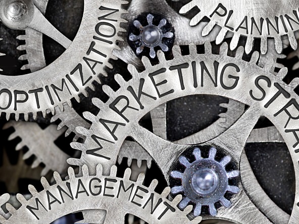 Conceptual image of the marketing function with cogs 